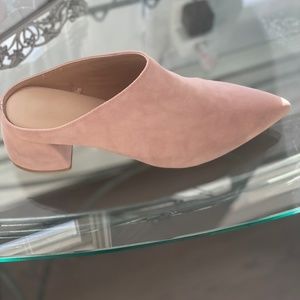 Seven7 Womens Monika Mule BLUSH  Faux Leather Pointed Toe Mules Shoes